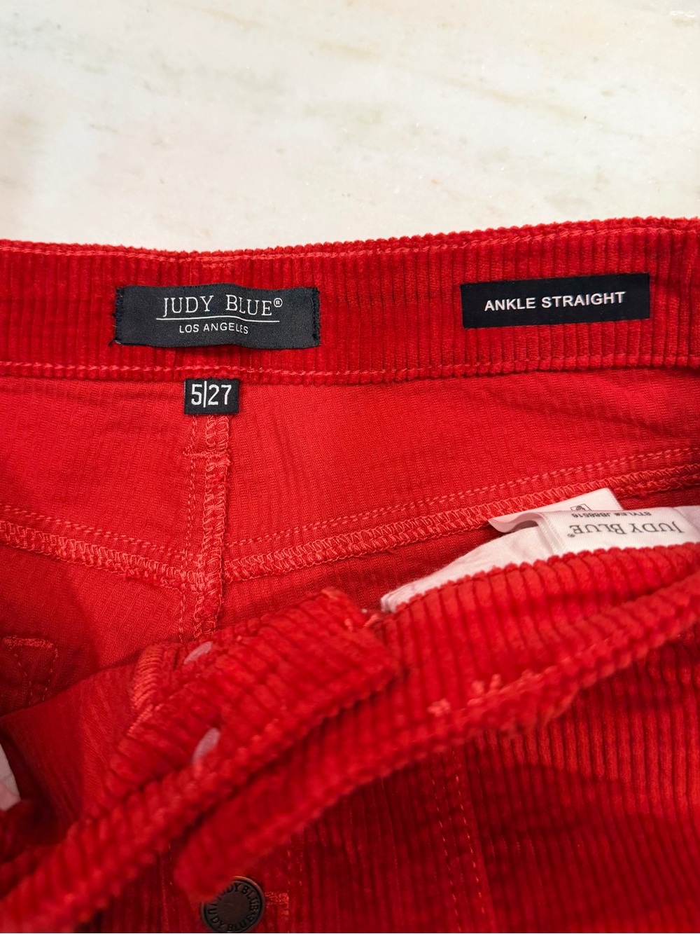 Judy Blue High Rise Button Fly Ankle Straight Corduroy Pants Rust Red Size 5/27 - Picture 7 of 14